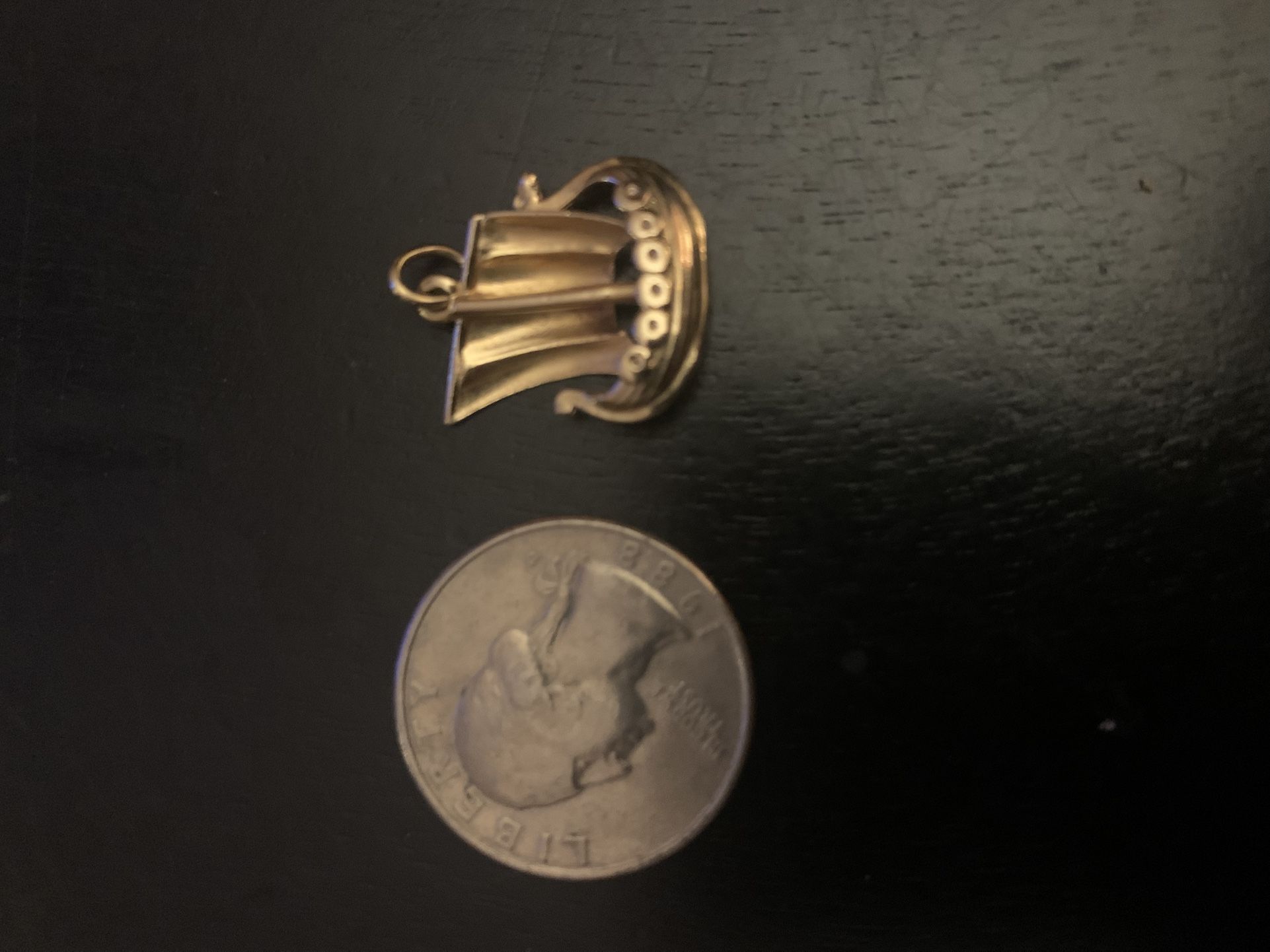 14k Viking Ship Pendant Or Charm