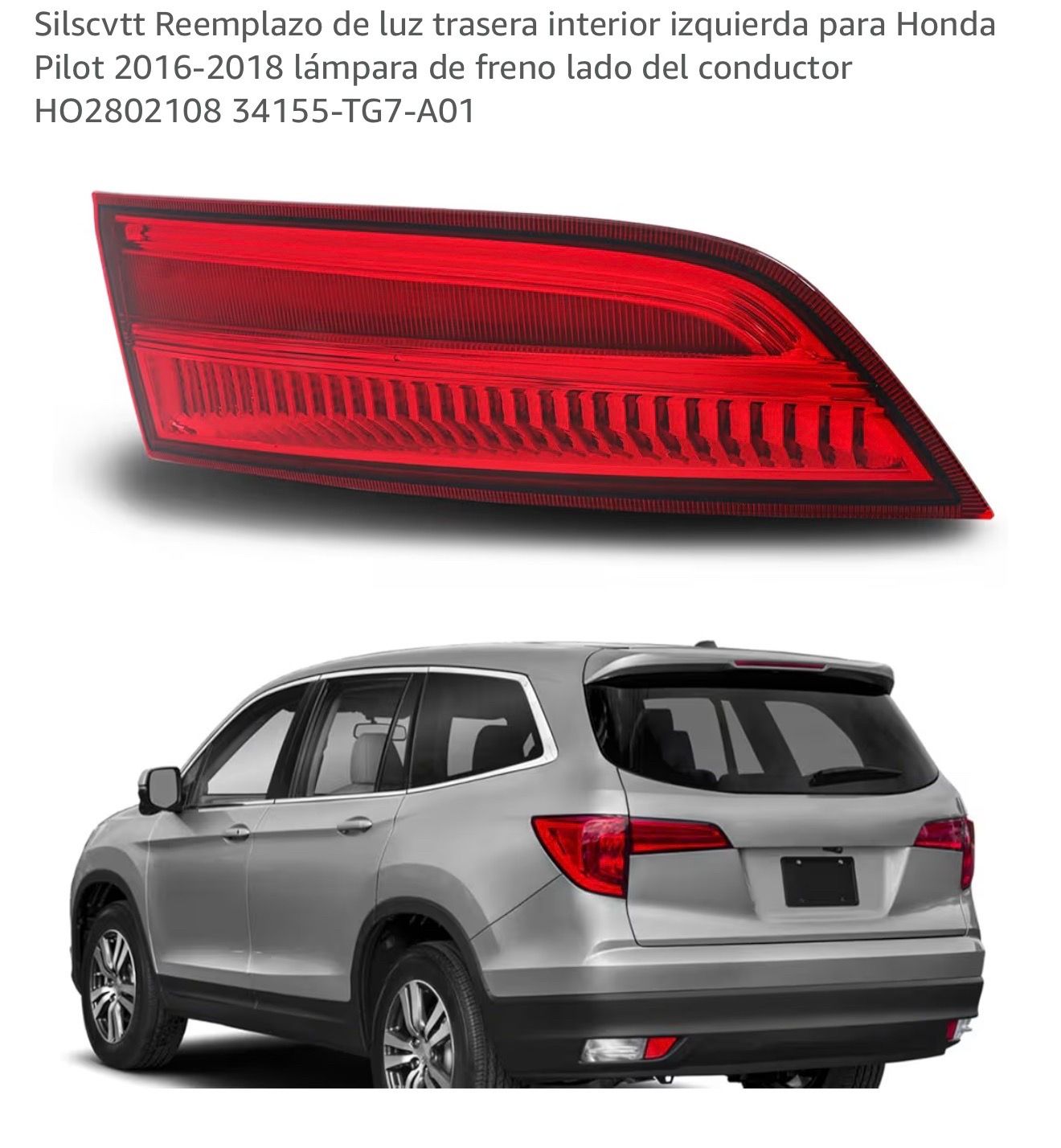 Silscvtt Rear Light Replacement Interior Left for Honda Pilot 2016-2018 Brake Lamp Driver Side HO(contact info removed) 34155-TG7-A01