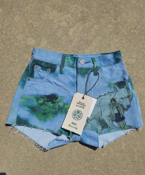 Levi's x Princess Mononoke 501 Jeans Shorts Size W23 Studio Ghibli