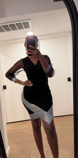 Black Mini Dress with Sheer Sleeves