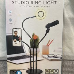 New BOWER FLEXIBLE STUDIO RING LIGHT with STAND + MIC HOLDER