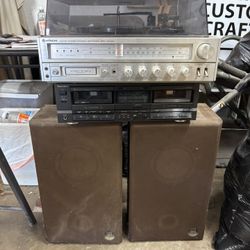 Hitachi AM-FM Stereo, 8 Track, Turntable Record Player & Technics Double Cassette Deck