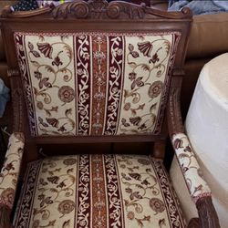 Two Antique Floral Chairs 