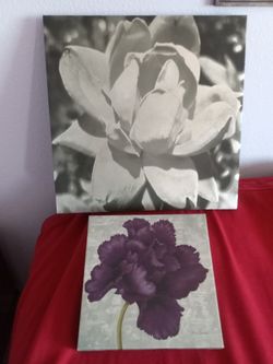 SET OF 2 FLORAL CANVASES