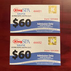 2 Any Day Admission Tickets to King Spa