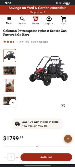 Coleman go-kart 2 seater, gas powered