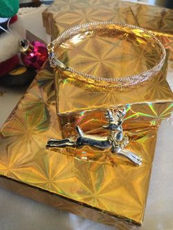 ❄️🎄🎄🎄❄️Herringbone Silver Bracelet & Christmas Silver tone Rain-deer ❄️