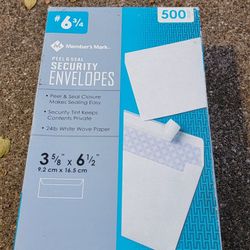 Security Envelopes #6 3/4 