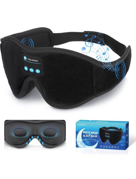 Sleep Mask Bluetooth Eye Mask with White Noise, Bluetooth 5.0 Music Sleep Headphone 3D Eye Mask

