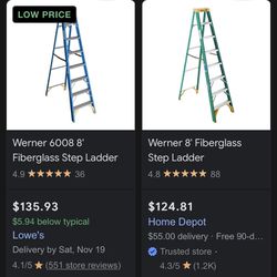 8 Ft Werner 250 Lb Capacity Ladder