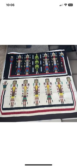 Yei Navajo Rugs Colorful  Woven Handwoven Rugs Antique Tapestry 60”x29”dblsided