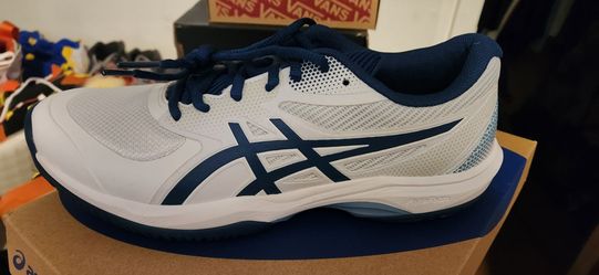 ASICS White and Navy Athletic Sneakers