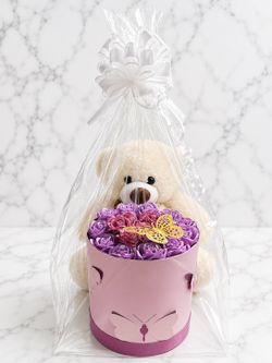 Mothers Day Teddy Bear Flower Basket