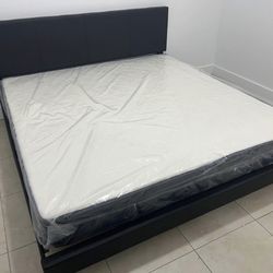 Queen Size Bed Whit Mattress - Cama Tamaño Queen Con Colchón 