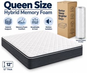 New 12” Queen Size Hybrid Memory Foam Mattress