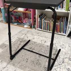 Allpop TV Tray Table, Adjustable TV Dinner Tray for Eating, Folding Laptop Table with 6 Heights & 3 Tilt Angles, Cup Holder on Couch & Bed, Black