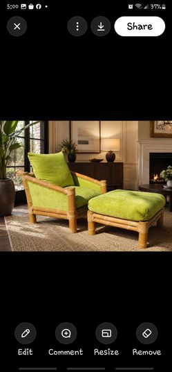 Vintage Budji bamboo lounge chair and ottoman