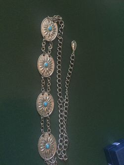 Solid Silver tone Turquoise Belt