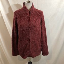 North River Burgundy Zip Front Sweater - Womens M, NWT, Bust 22.5”, Length 26”