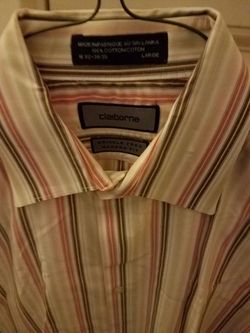 Men's Clairborne brand Striped Long sleeved button down shirt, size Large