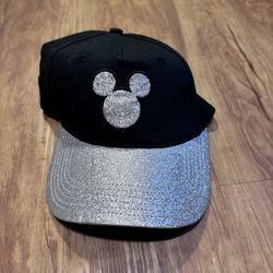 Disney Parks Mickey Mouse Silver Glitter Strapback Ball Unisex Adult adj