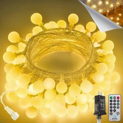 LORRYTE 43FT 100LED Connectable Globe String Lights | 8 Modes Fairy Lights Plug in with Remote | Warm White Mini Globe Light for Indoor Outdoor Bedroo