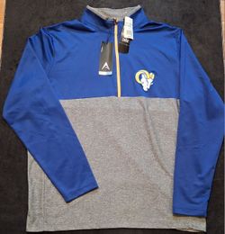 Mens Size Large Los Angeles Rams Half Zip Pullover Shirt Long Stafford Puka New 