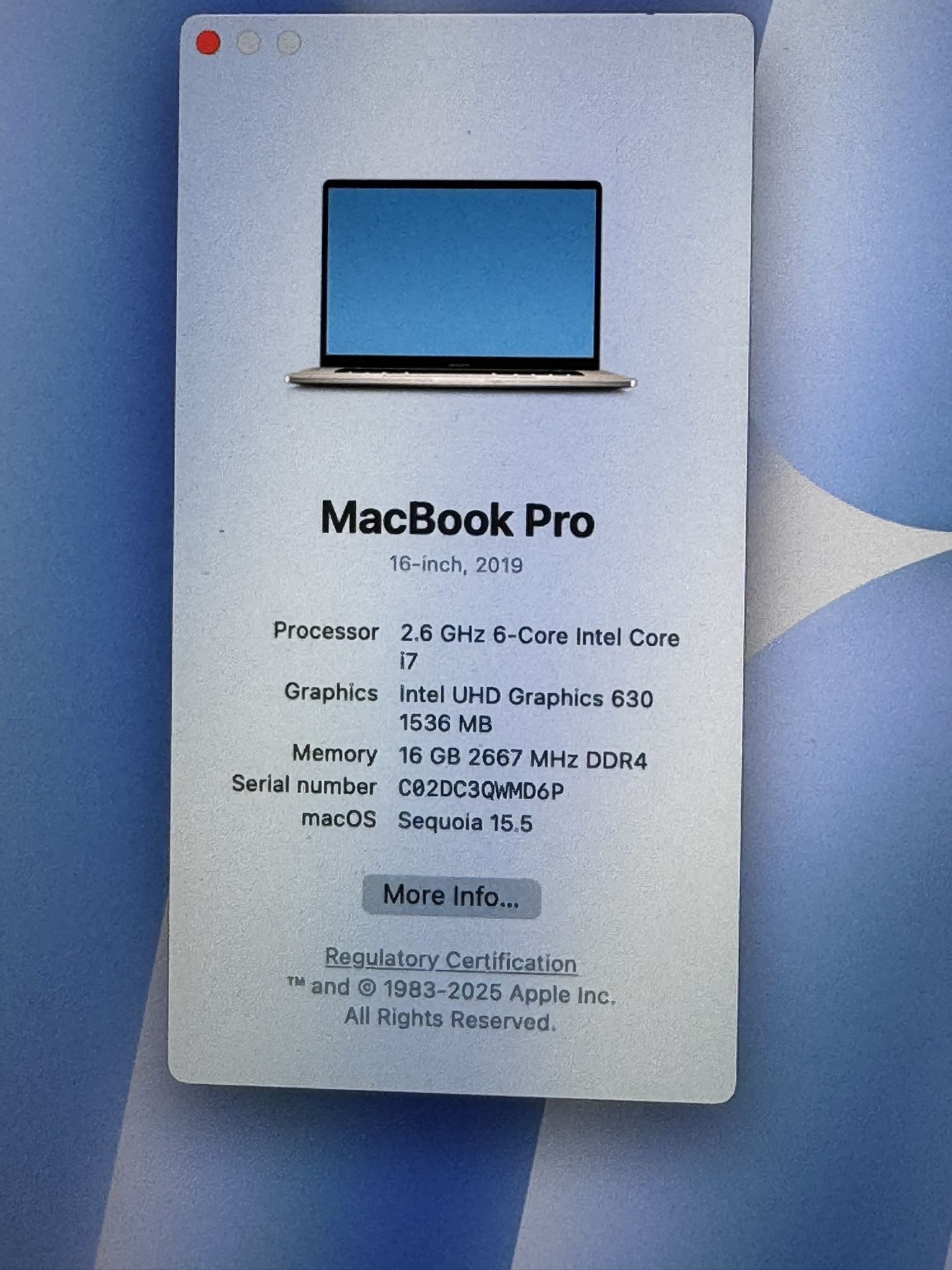 APPLE MACBOOK PRO 16” 2019