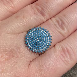 Turquoise Silver Ring 925 Sz 7.75