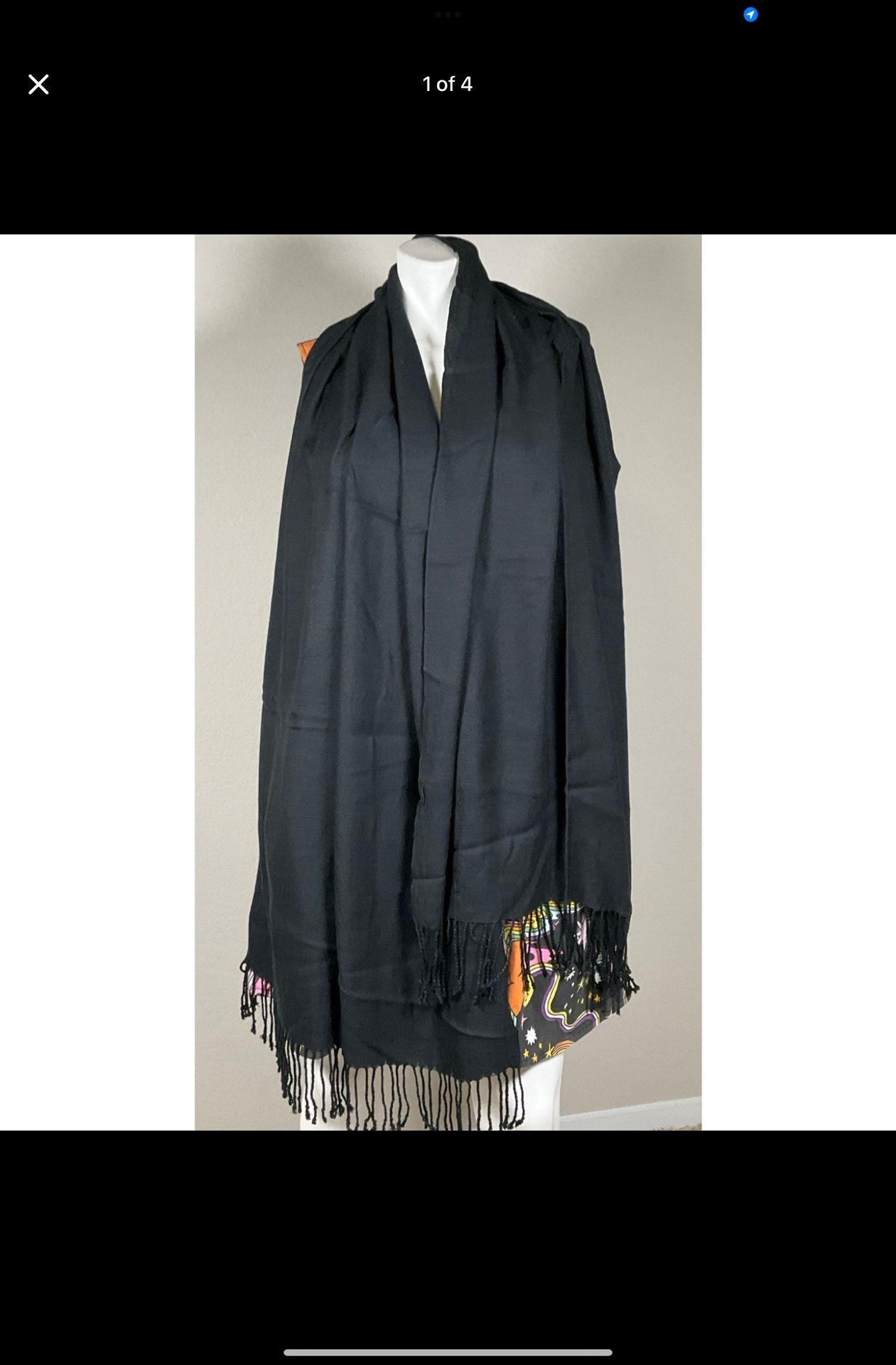 Women's Classic Black Pashmina Shawl Wrap