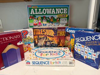 Lot of 8 Board Games – Battleship, Sequence, and More