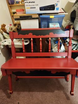 Handmade Red Red Repurposed Head Board.bench