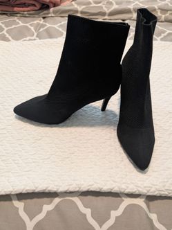 Black Knit Sock Ankle Boots with Stiletto Heel