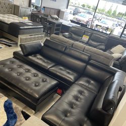 Winter Clearance Sale. Ibiza black sectional with ottoman now $999. Easy finance option. Same day delivery.