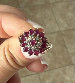 Antique Vintage Ruby and Diamond Gold Ring