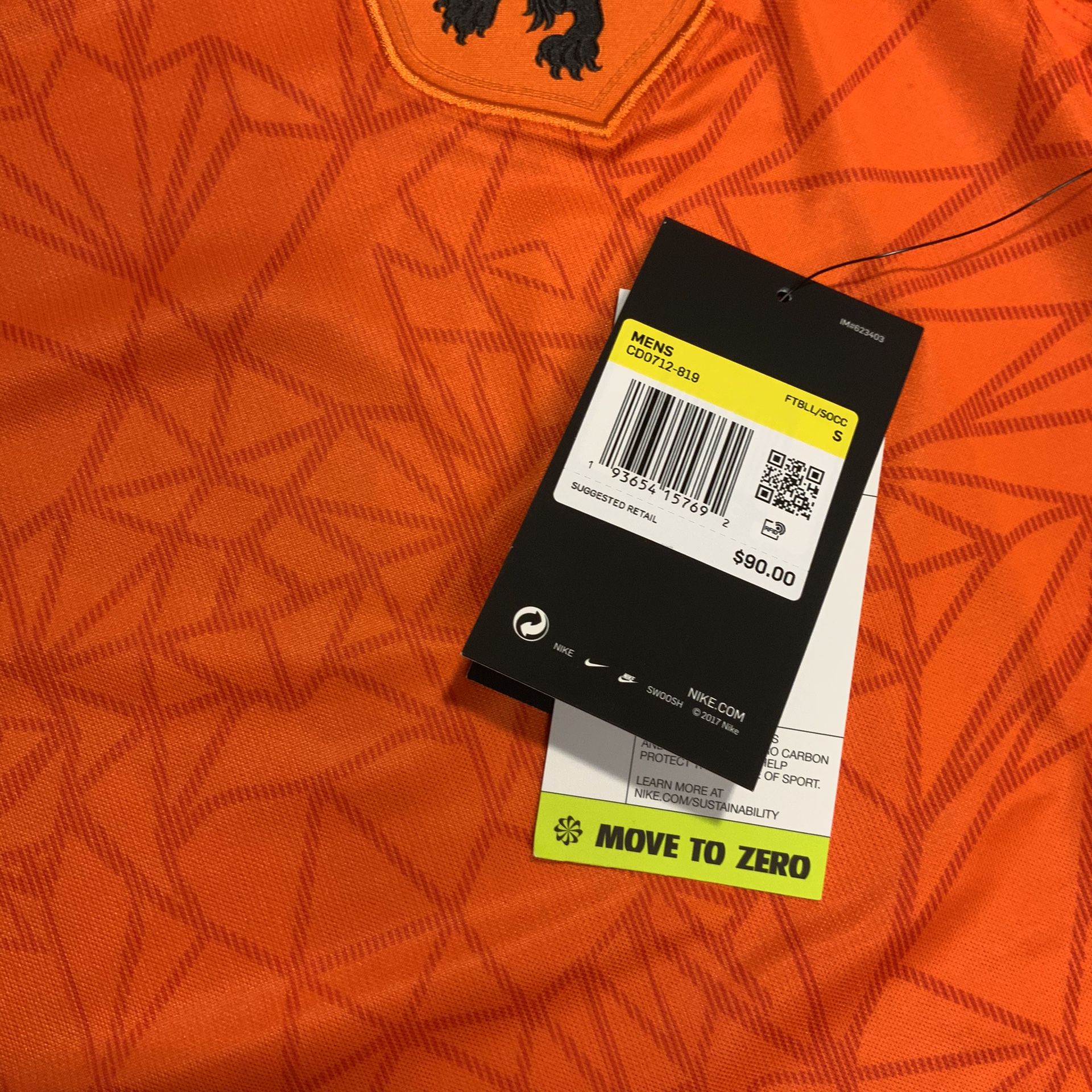 Nike Netherlands KNVB Guilherme # 01 Orange Soccer Mens Jersey Sz Large