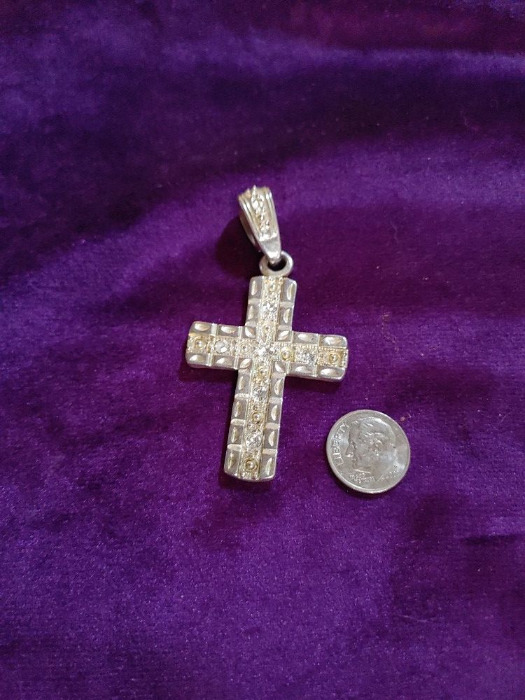 Cross Of Silver, Pendant with Crystals
