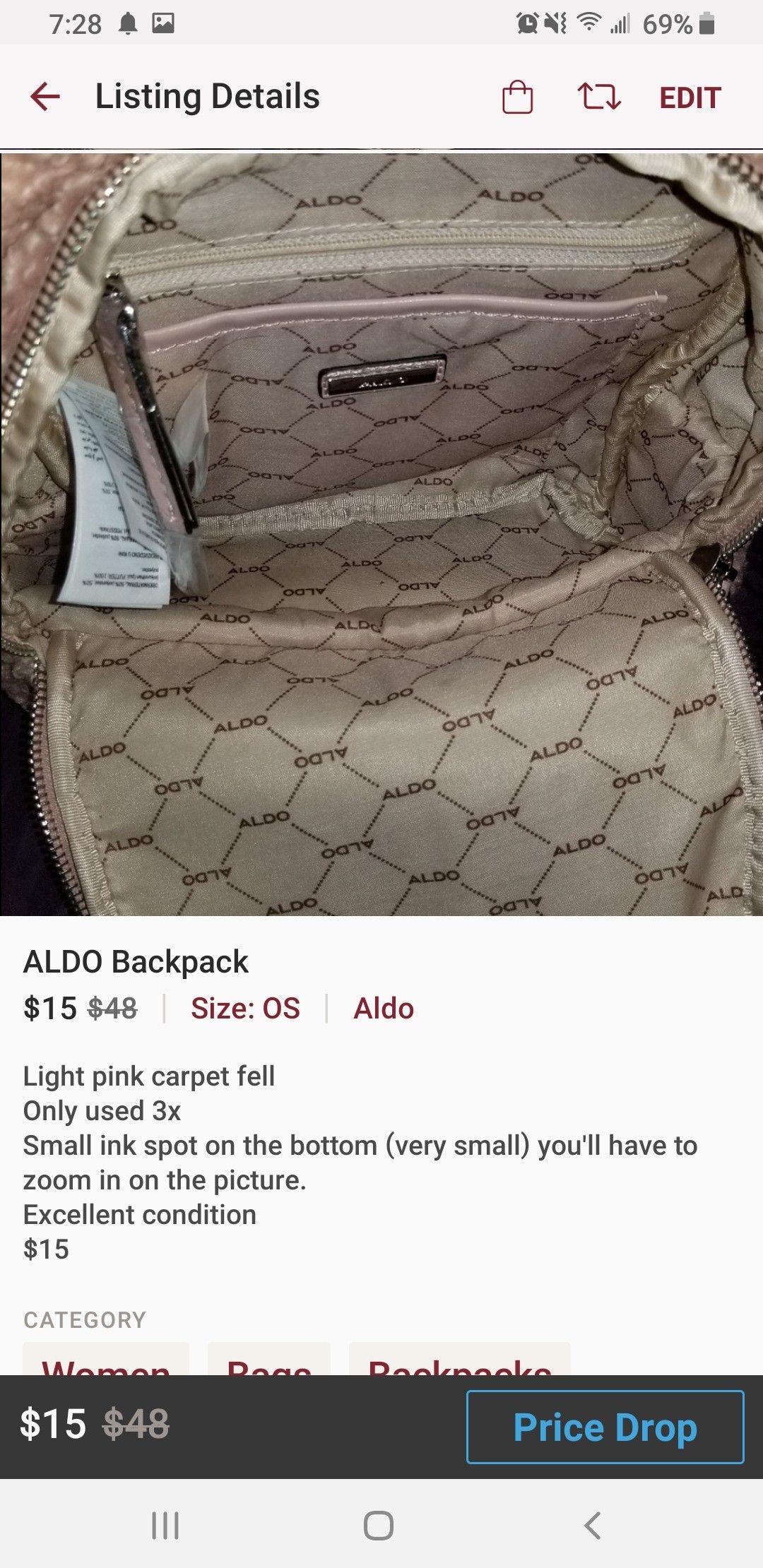 Aldo Mini Backpack/Purse