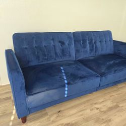 Blu Velvet Convertible Sofa Bed