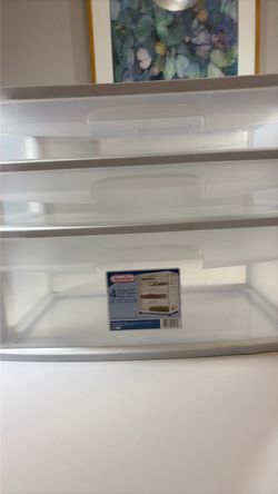 Sterilite 3-Drawer Wide Plastic Storage Cart Organizer - White/Clear
