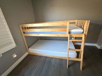 Solid Pine Twin/Twin Bunk Bed and mattresses — $170