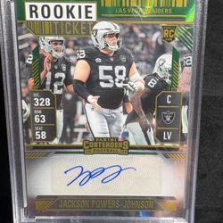 Jackson Powers- Johnson 2024 Panini Contenders Football Green Rookie Ticket Auto #297 (RC)