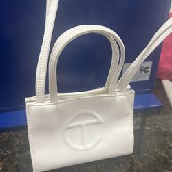 Telfar Unisex Small Mini Tote Shopping Bag White Handbag Crossbody 