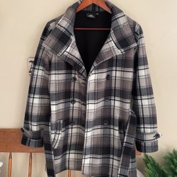 Ike Behar Fleece Plaid Coat 