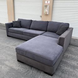 2 - Tone Gray And Blue Sectional Sofa With XL Chaise ( Can Deliver For $10 )