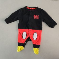 Disney Mickey Mouse Black and Red Footie Size 0-3M