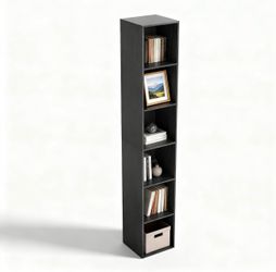 6 Cube Storage Organizer, Narrow Open Shelf Bookcase, Freestanding 6 Cube Storage Shelf, Moisture-Pr