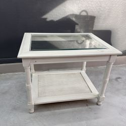 White Glass Side Table