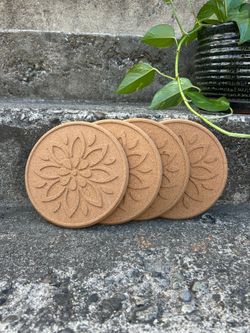 Beautiful Floral Cork “Coasters” / Plant Trays / Hot Pads