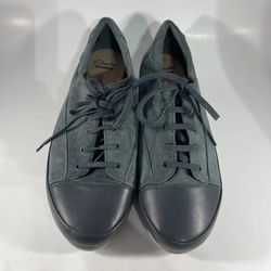 CLARKS Lorry Grace Cap Toe Leather Sneakers Lace-up Shoes Flats Women's Size 10